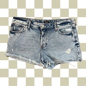 Express Blue Distressed Jean Shorts